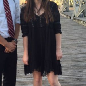 Free People Raw Hem V Neck Mini Dress